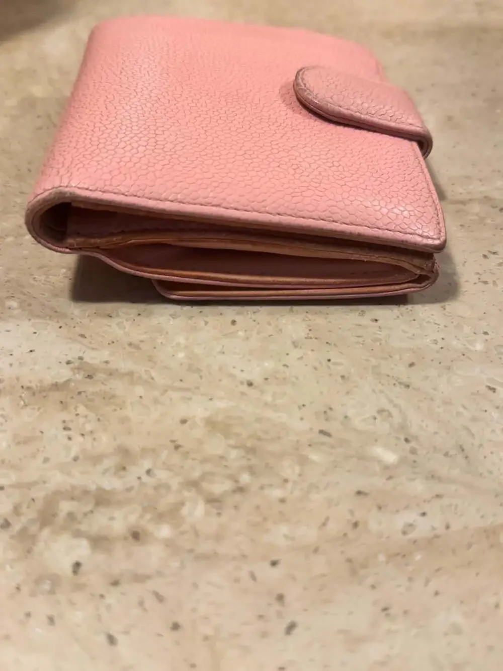 Chanel Pink Caviar Leather CC Logo Compact Wallet Coin Purse w/ COA